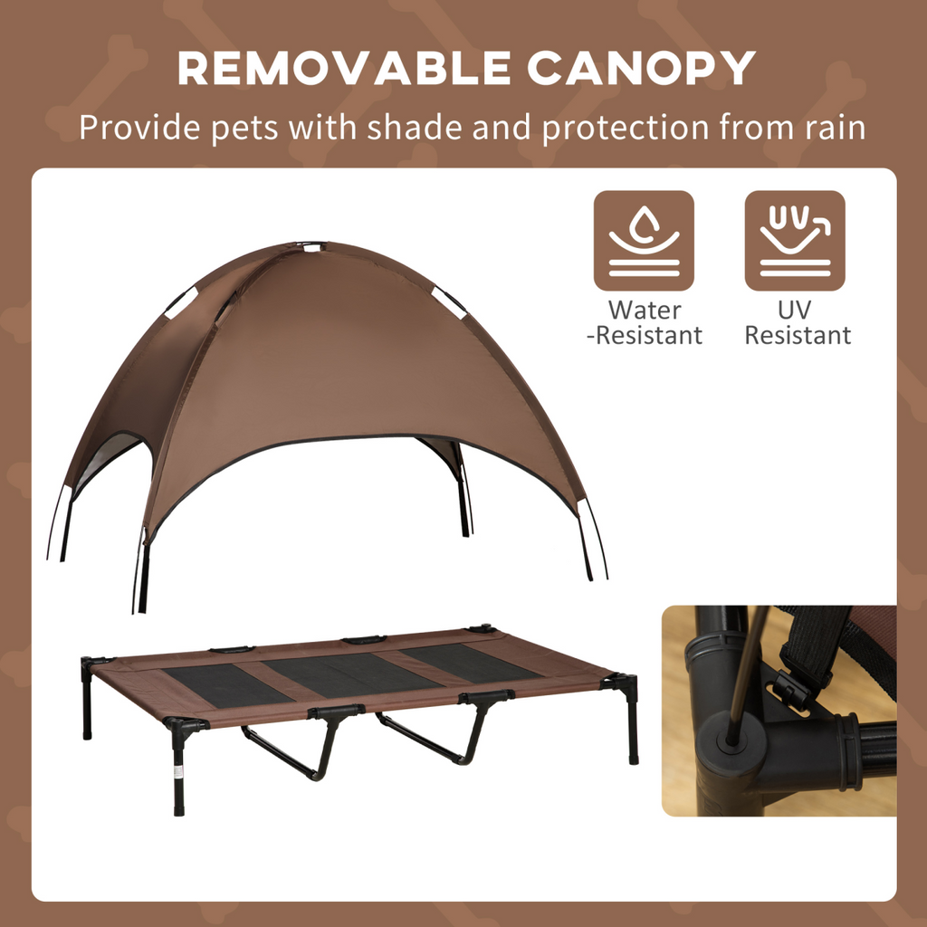 122 cm Elevated Pet Bed Dog Cot Tent with Canopy Instant Shelter Outdoor Coffee