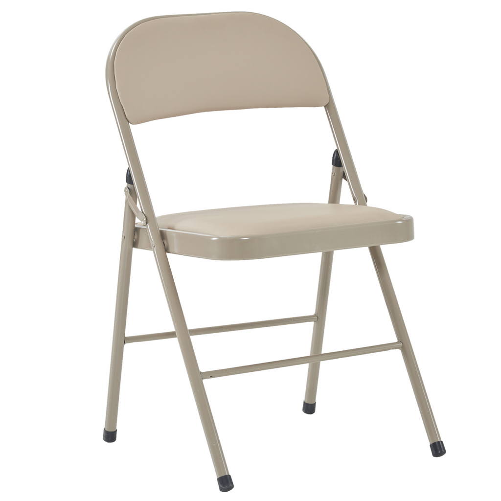 4pcs Elegant Foldable Iron & PVC Chairs for Convention & Exhibition  Light  Brown