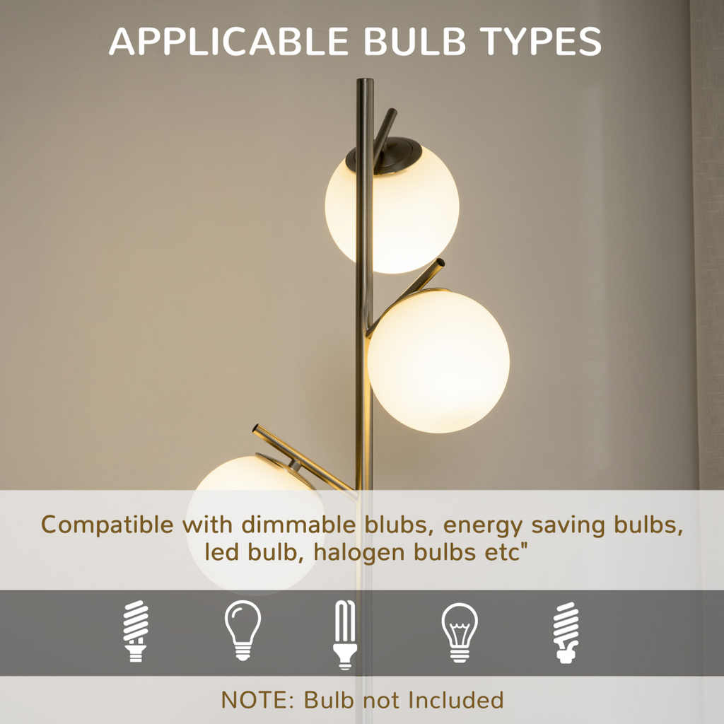 Modern Floor Lamp for Living Room Bedroom, 3 Light Tree Standing Lamp, Silver