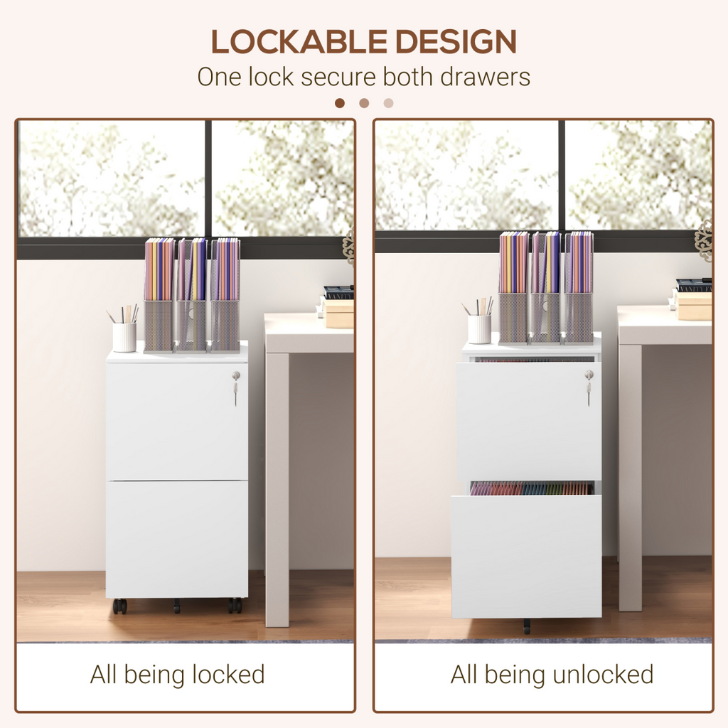 Vinsetto Steel File Cabinet with Lock and Hanging Bar for Letter A4 Legal Size