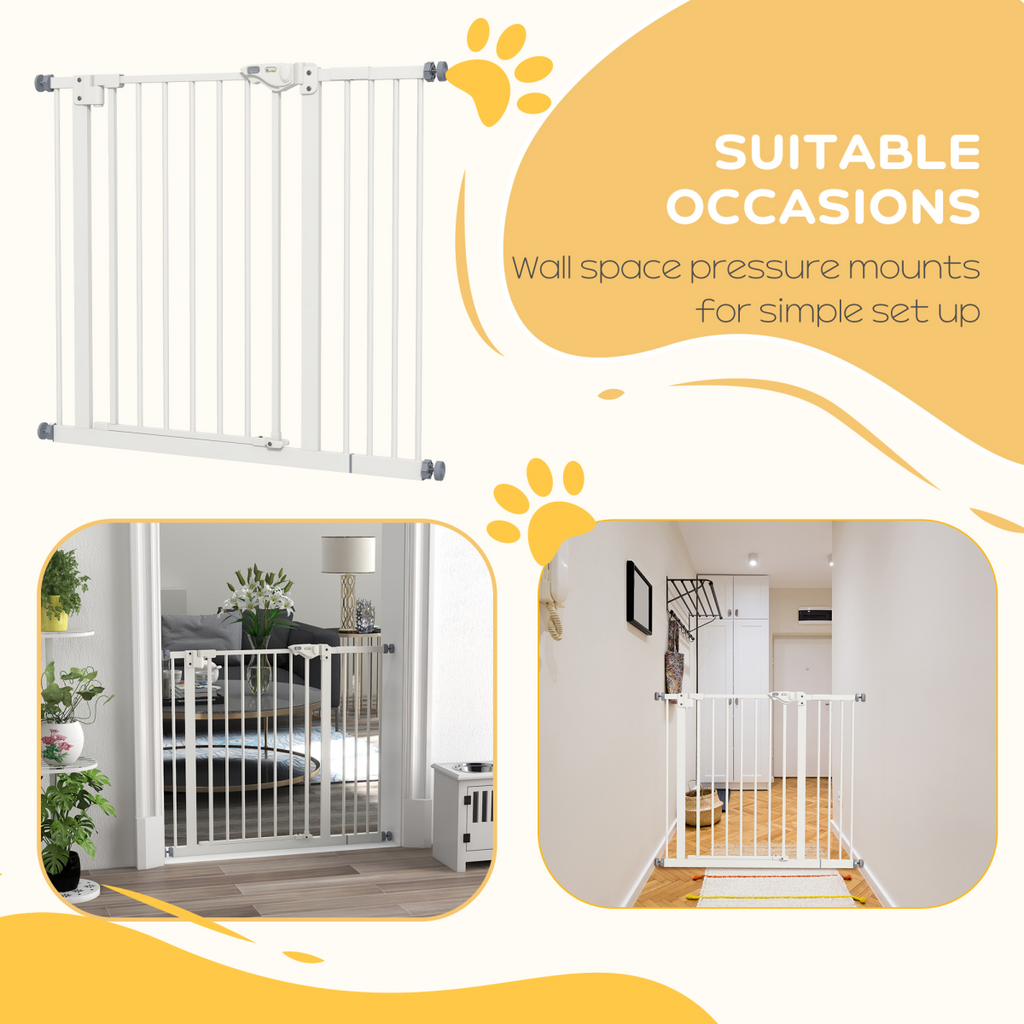PawHut Adjustable Safety Gate with 1 Extensions and Four Adjustable Screws, White
