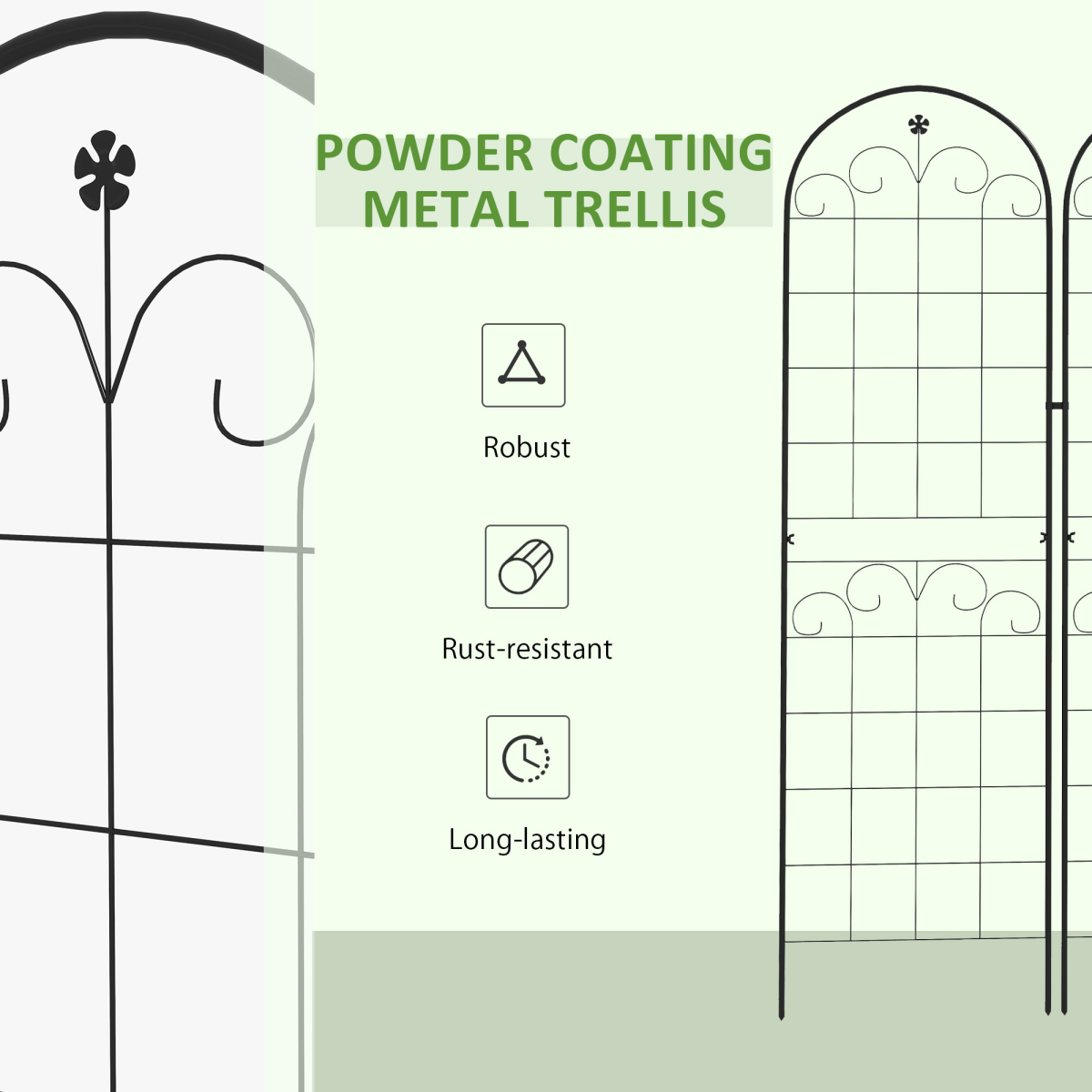 Outsunny Set of 2 Metal Trellis for Climbing Plants, Floral Design