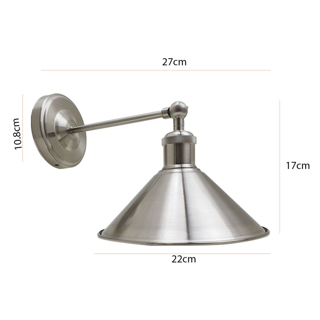Satin Nickel Vintage Industrial E27 Adjustable Metal Sconce Wall Light ~2112