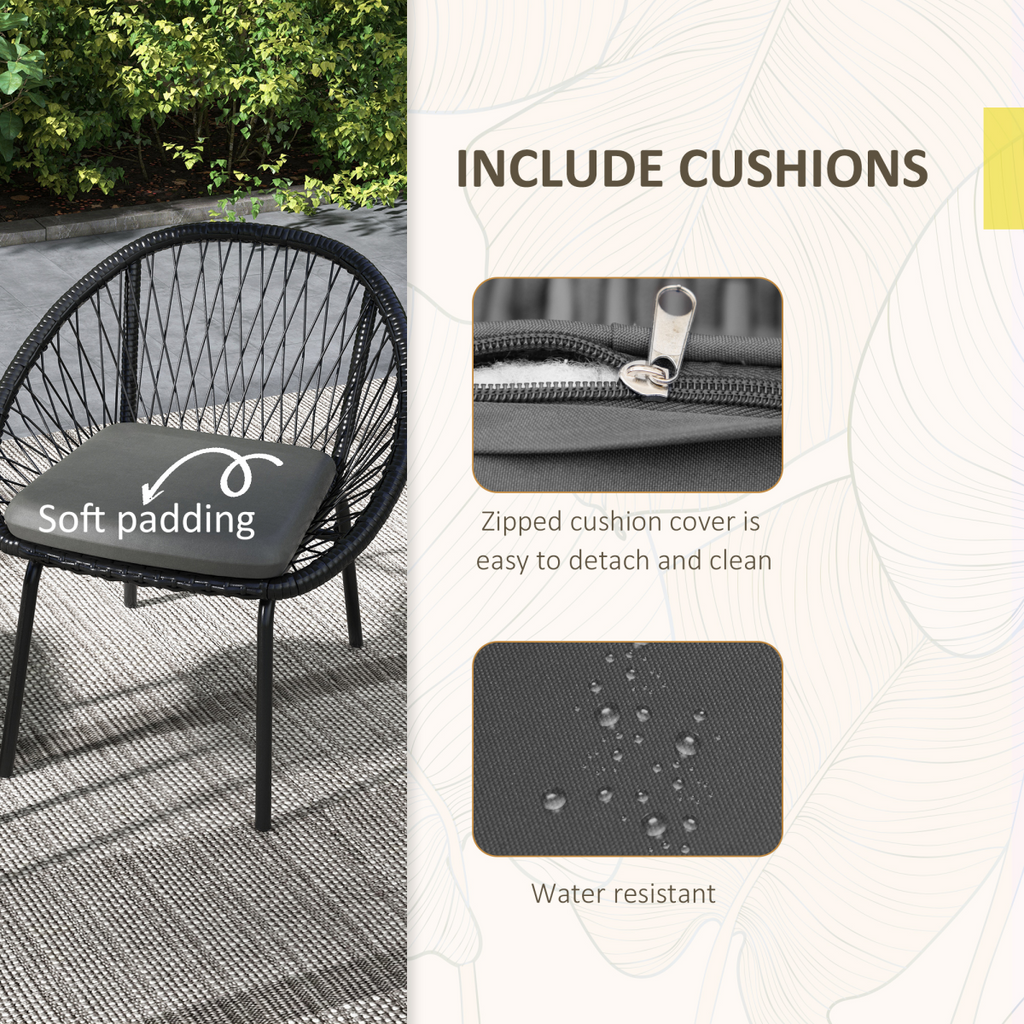 Outsunny 3 Piece Garden Furniture Set, Bistro Set w/ 2 Chairs & 1 Coffee Table