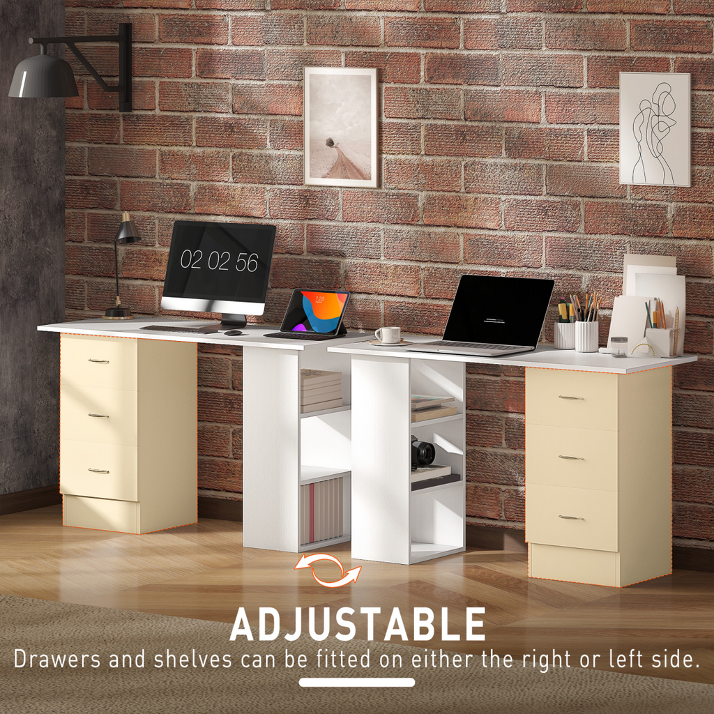 HOMCOM 120cm Computer Desk PC Table Workstation w/ 3 Shelf & Drawers White