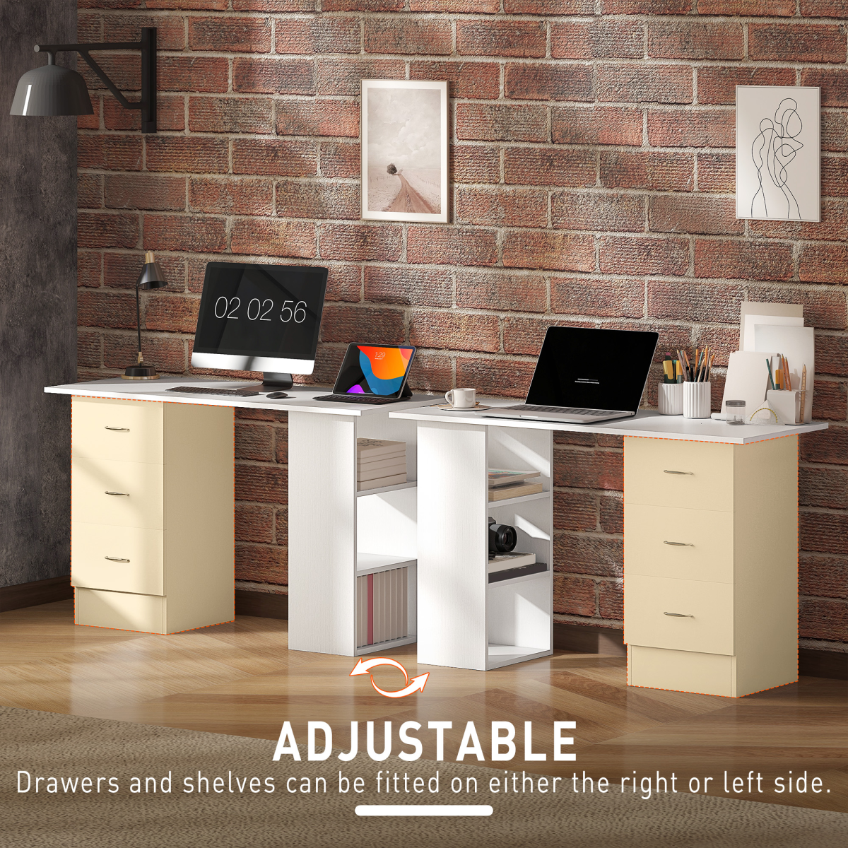 HOMCOM 120cm Computer Desk PC Table Workstation w/ 3 Shelf & Drawers White