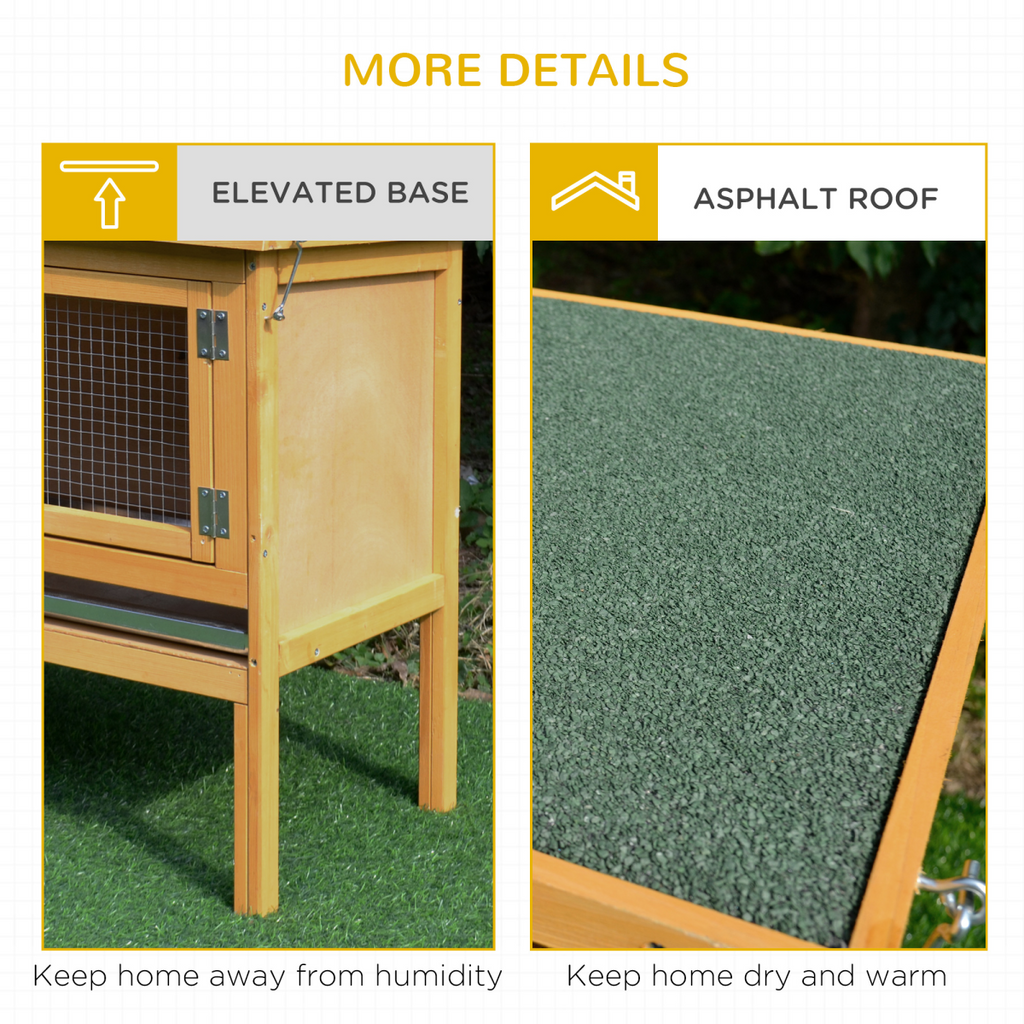 Wooden Rabbit Hutch Bunny Cage Outdoor Small Animal House w/ Hinged Top
