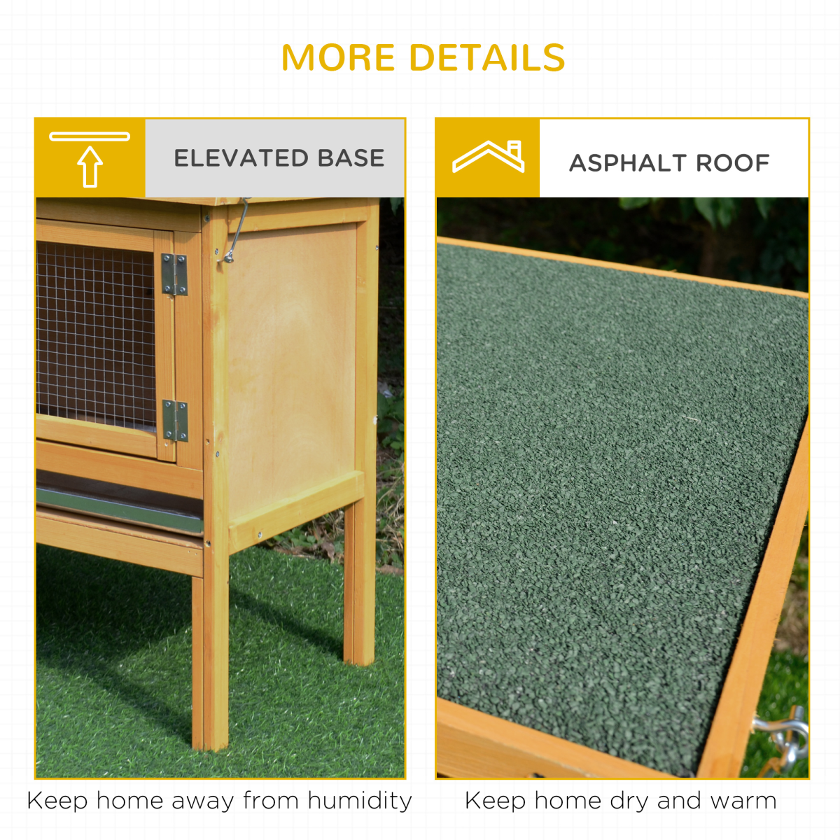 Wooden Rabbit Hutch Bunny Cage Outdoor Small Animal House w/ Hinged Top