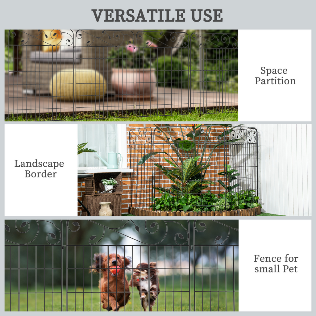 4PCs Garden Fencing Panels 43in x 11.5ft Flower Bed Border Edging Animal Barrier