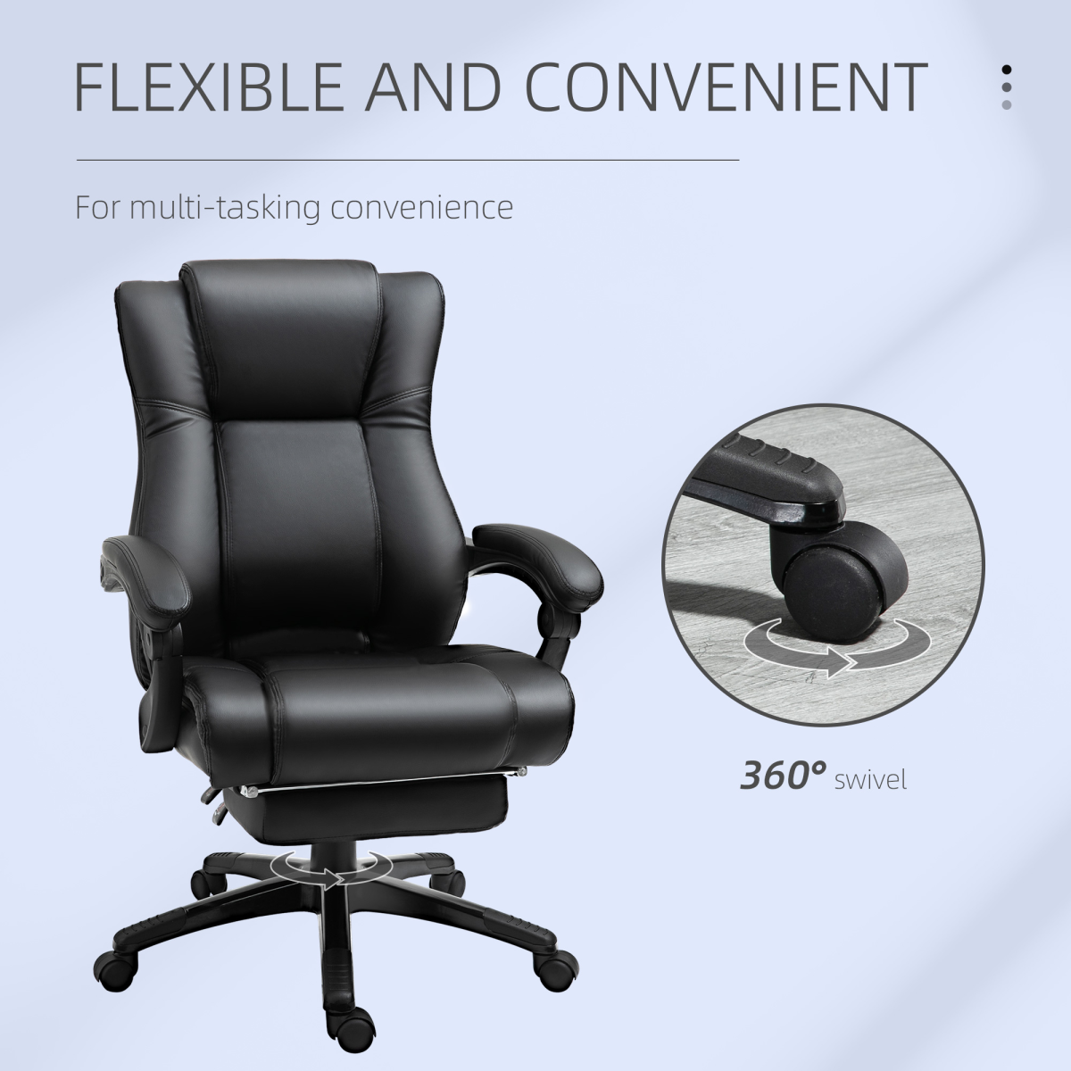 Executive Home Office Chair High Back Recliner, with Foot Rest, Black Vinsetto