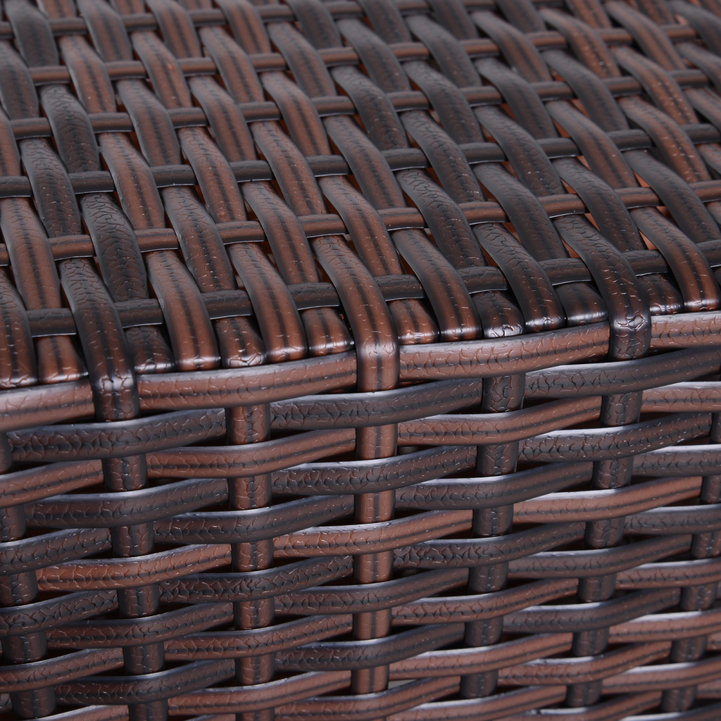 Outsunny Rattan Wicker Tea Coffee Table w/ Umbrella Hole Storage Space Brown