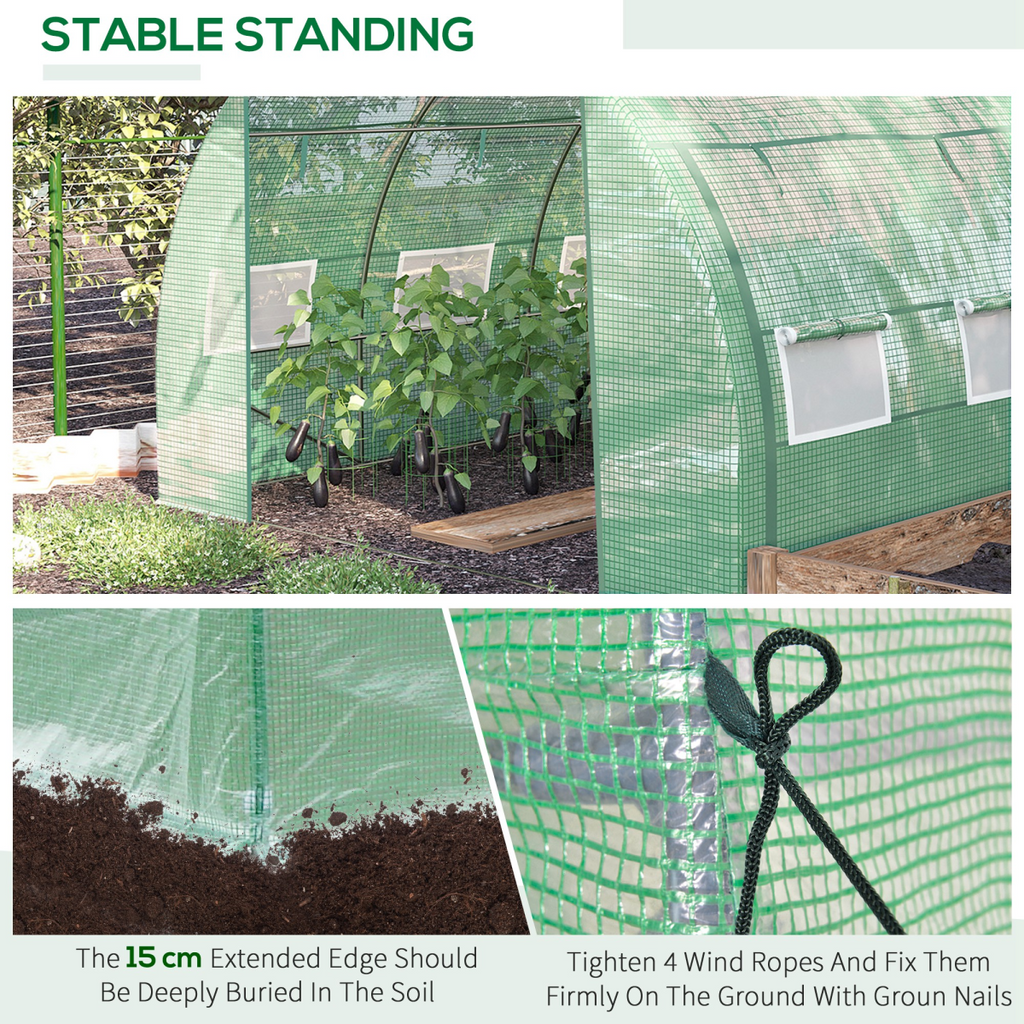 3 x 3 x 2 m Polytunnel Greenhouse Pollytunnel Tent w/ Steel Frame Green