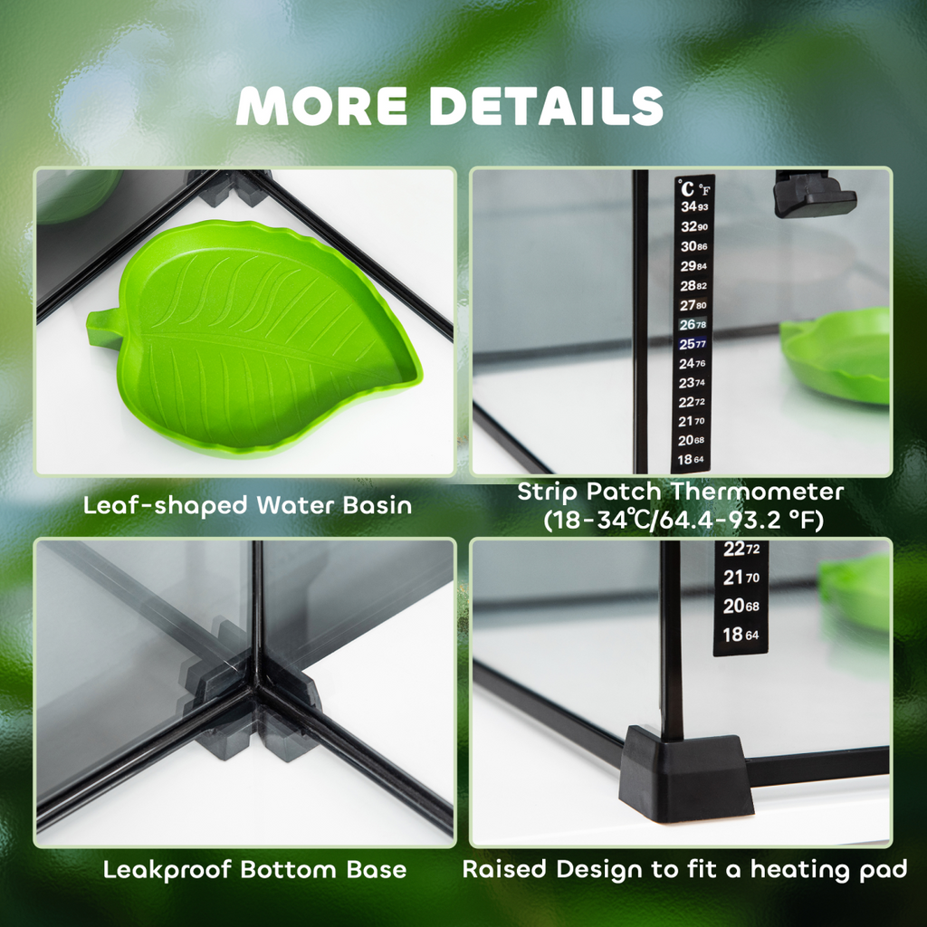 Glass Reptile Terrarium Habitats for Lizards, Frogs, Snake PawHut
