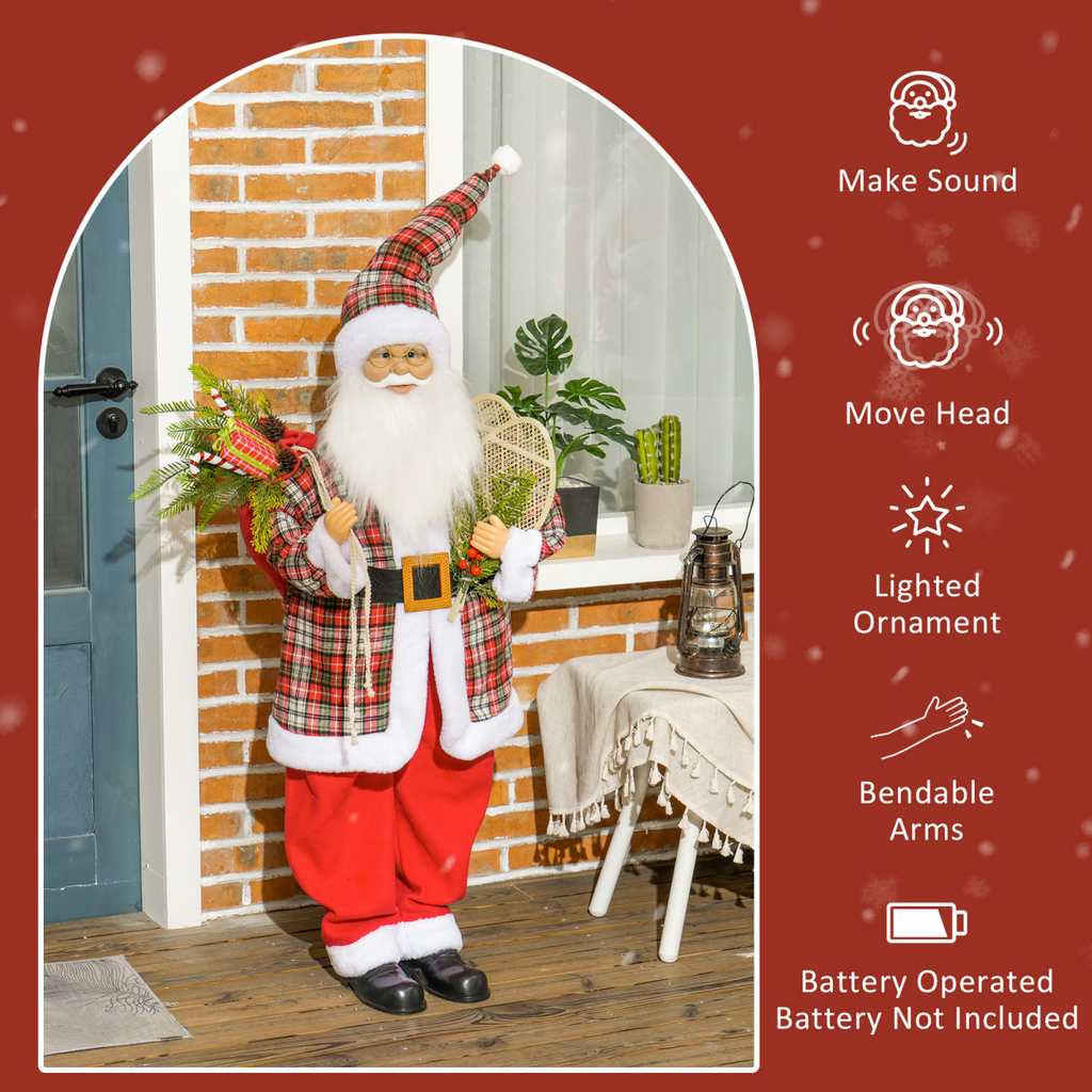 HOMCOM 133cm Animated Santa Claus with Sound Activated Festive Music for Party