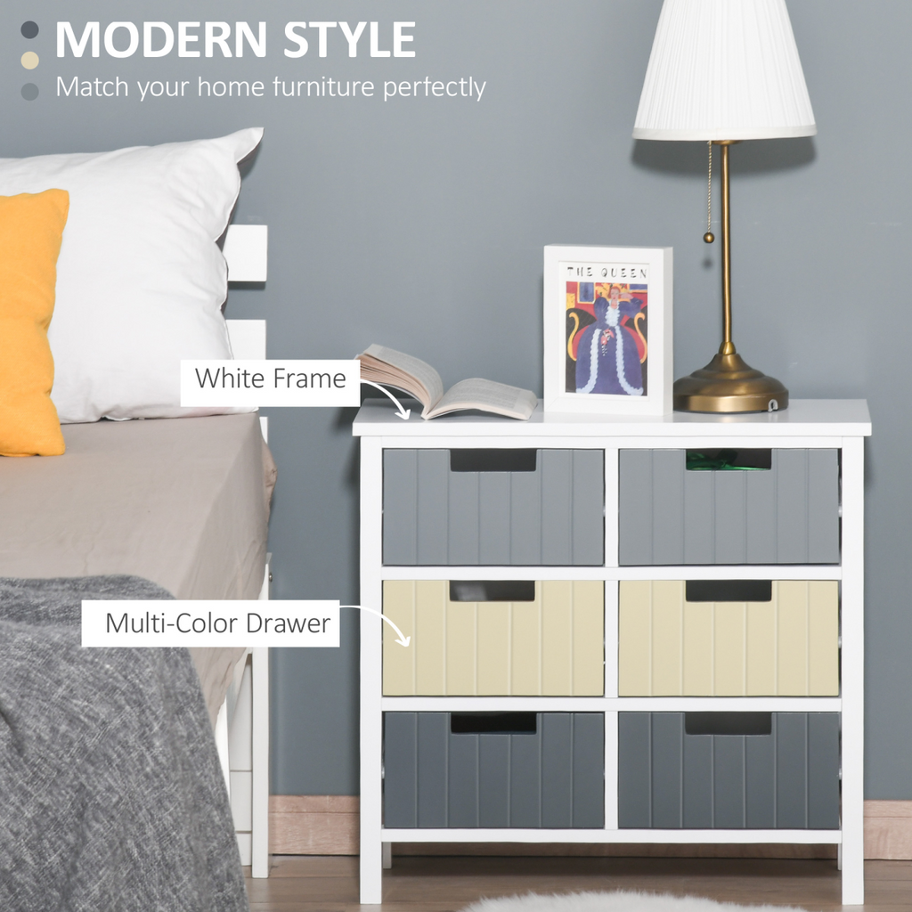 Simple Chest of 6 Drawers Storage Cabinet for Dining & Living Room