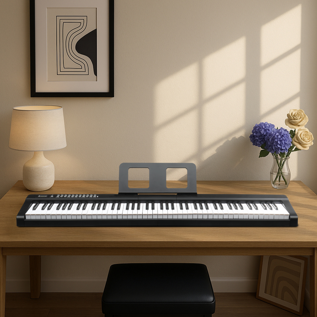 GPP-101 88 Key Full Size Semi-Weighted Standard Keyboards Digital Piano with MIDI Bluetooth, Headphone for Piano Lover Black color