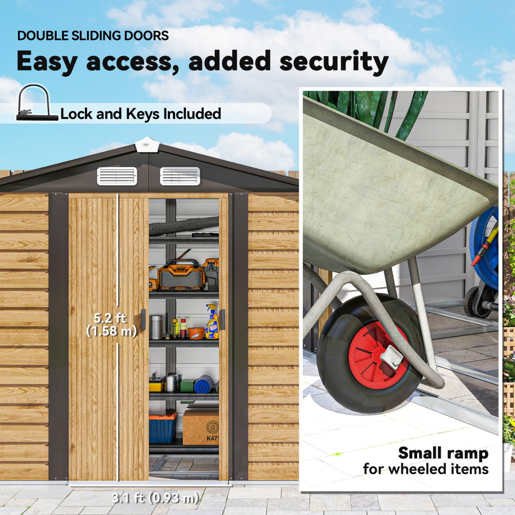 Outsunny 7 x 4ft Upgraded Metal Shed with Lock, Easy to Assemble, Natural