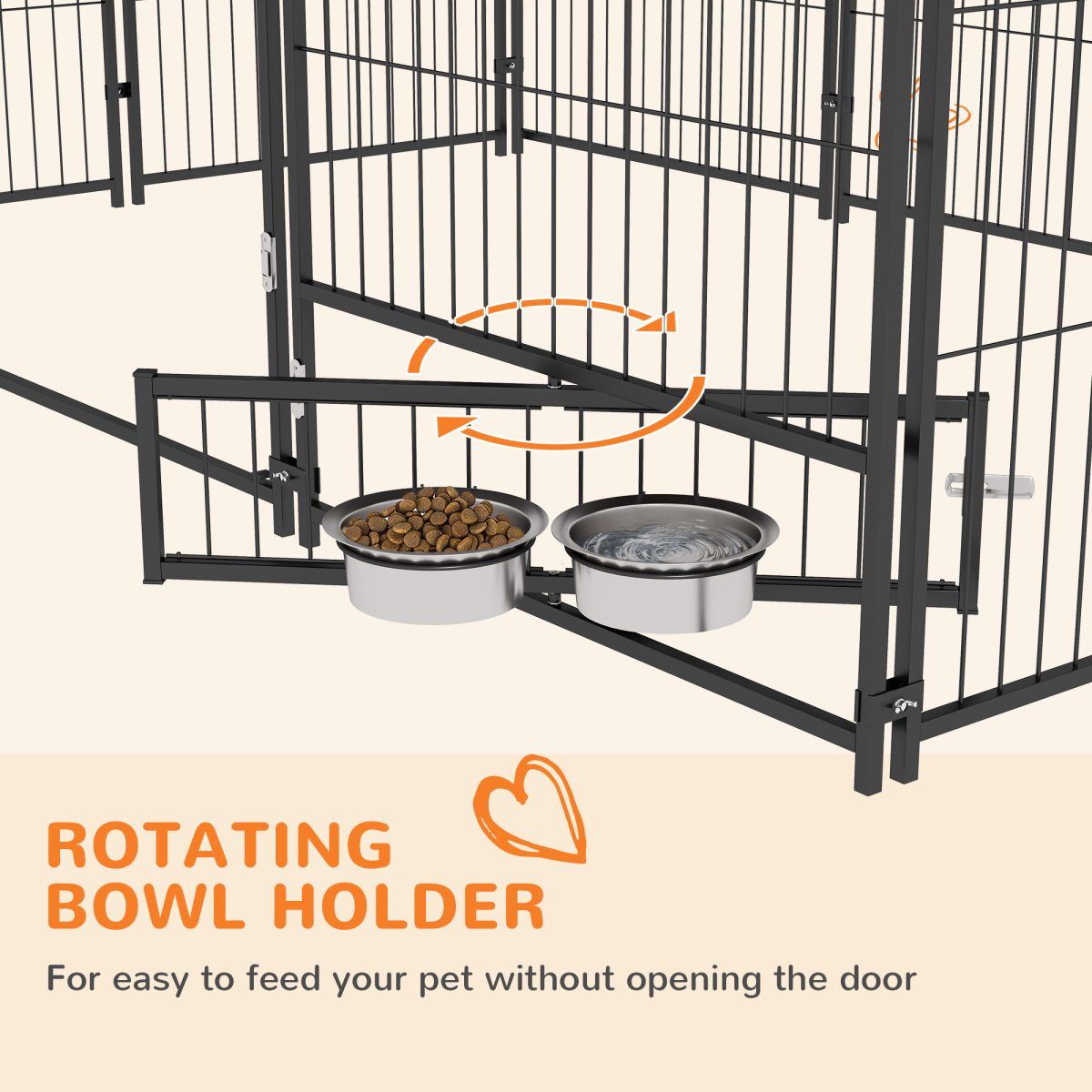 PawHut Outdoor Dog House Kennel with Canopy Top & Lock Rotating Bowl Holder