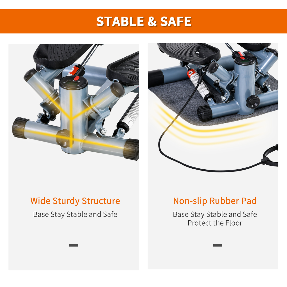 Mini Stepper Step Machine with Cushion Mat for Leg Arm Full Body Training HOMCOM