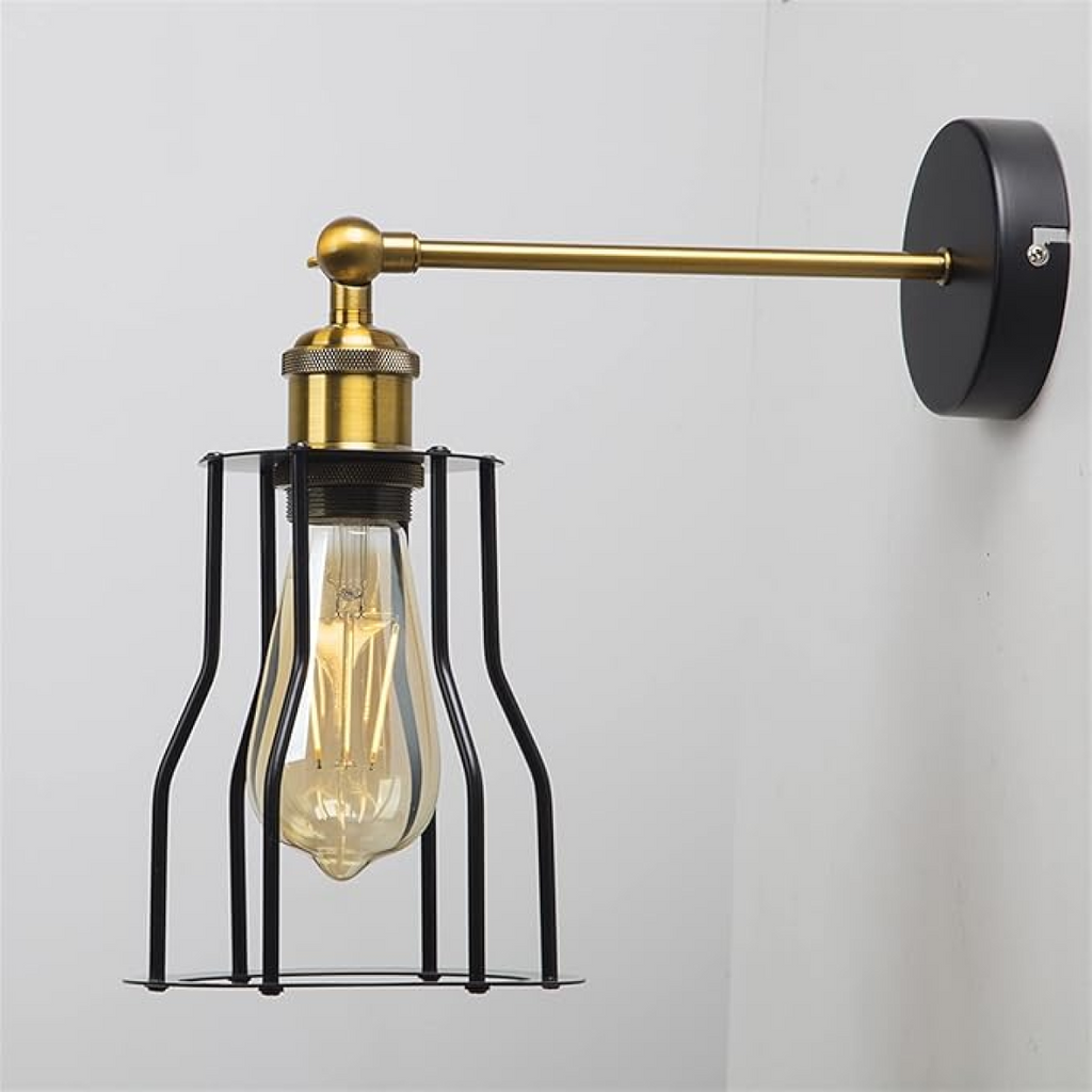 ?Black Industrial Plug-In Wall Sconce with Dimmer Adjustable Arm Lamp~2259