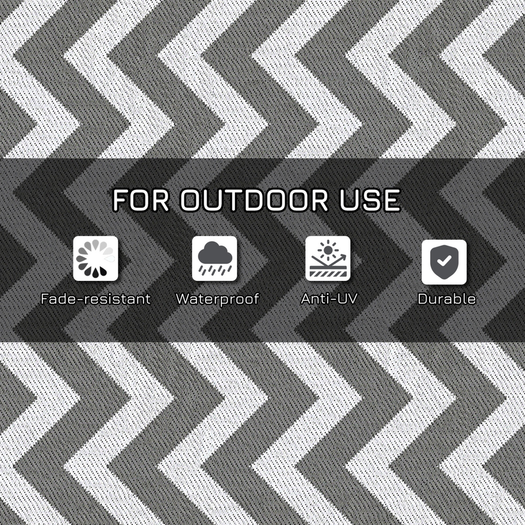 Outsunny Outdoor Rug, 1.2 x 1.8m Patio Floor Mat, Grey & White