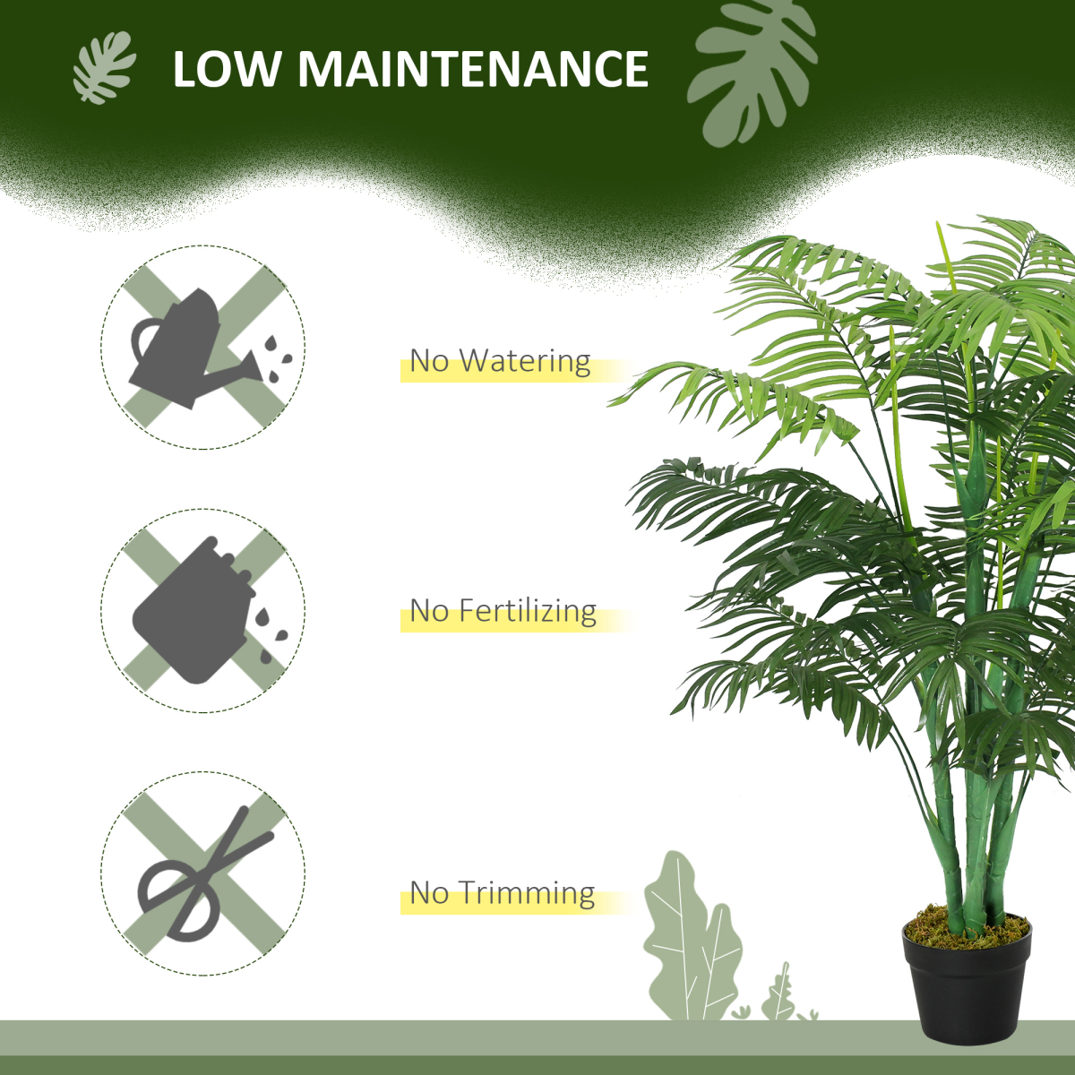 Artificial Palm Tree 18 Leaves with Nursery Pot, Fake Tropical Tree 125cm