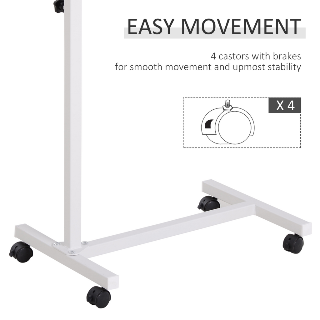 Multipurpose Overbed Chair Table Sofa Side Stand Height Adjustable White/Brown