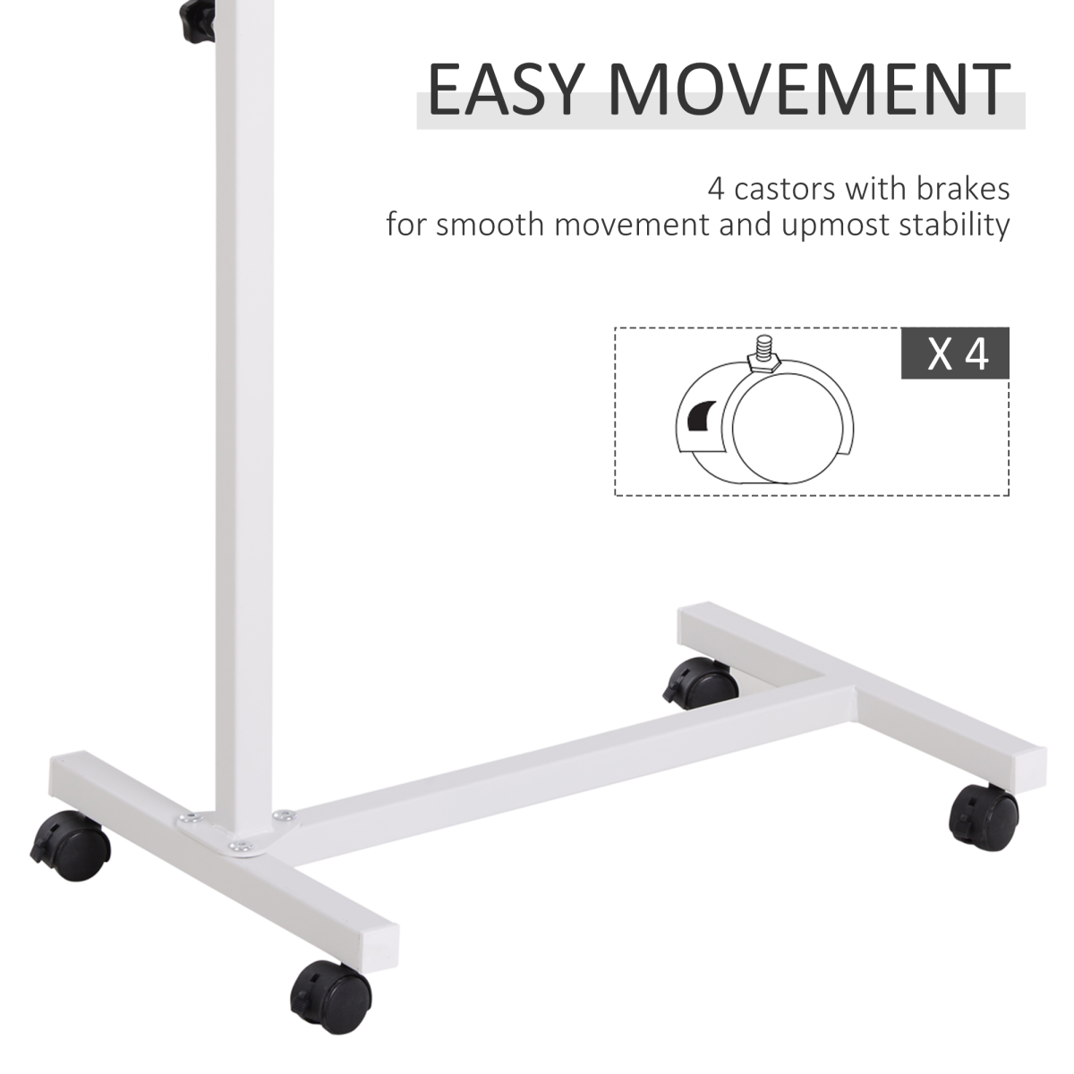 Multipurpose Overbed Chair Table Sofa Side Stand Height Adjustable White/Brown