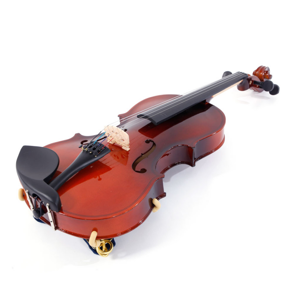 【】GV100 4/4 Acoustic Violin Case Bow Rosin Strings Shoulder Rest  Natural
