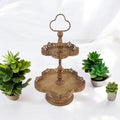 AcaciaHome Rusty 2-Tier 48cm Metal Plant & Cake Stand