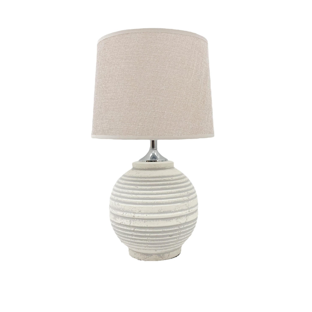 AcaciaHome Elegant Ceramic Table Lamp with Fabric Drum Shade (44cm Cream Lamp)