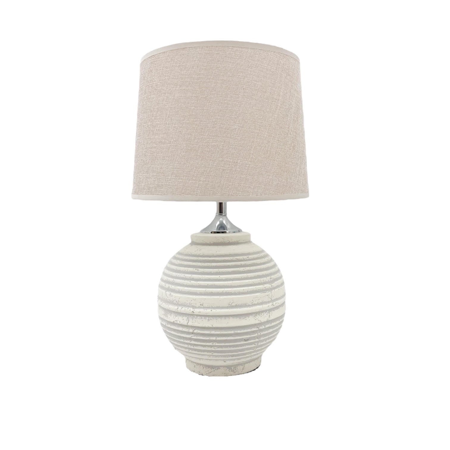AcaciaHome Elegant Ceramic Table Lamp with Fabric Drum Shade (44cm Cream Lamp)