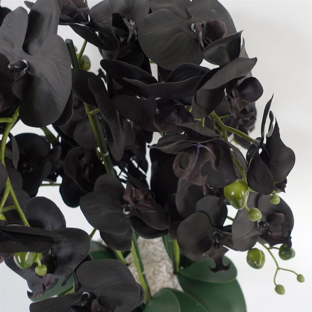 60cm Orchid Artificial Black - Gold Ceramic Planter