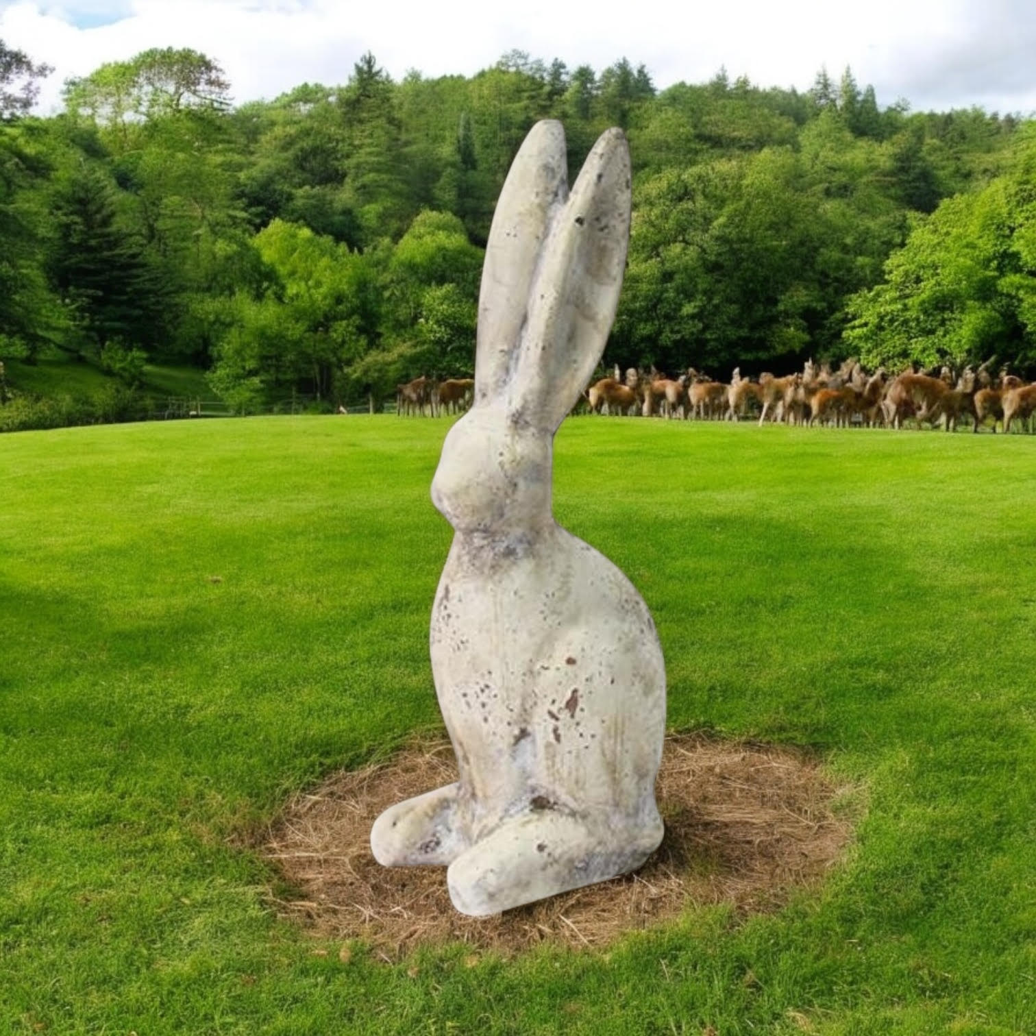 AcaciaHome Durable 26cm Stone-Effect Hare Sculpture