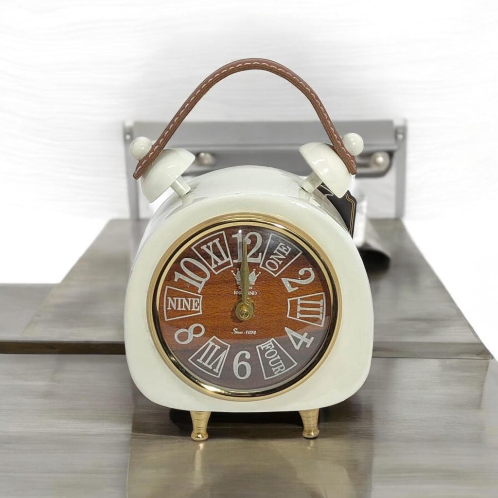 AcaciaHome White Cream Mantel Clock