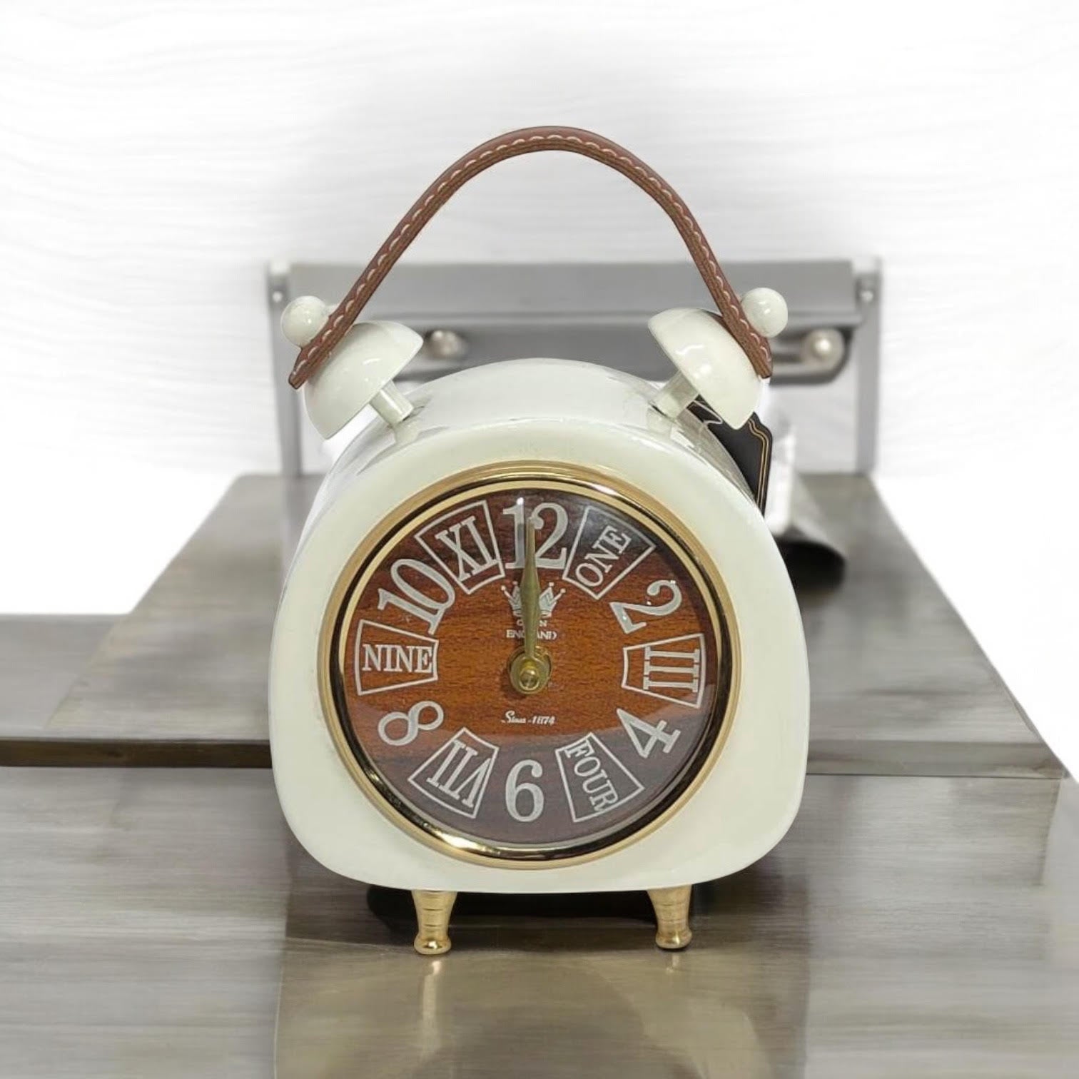 AcaciaHome White Cream Mantel Clock