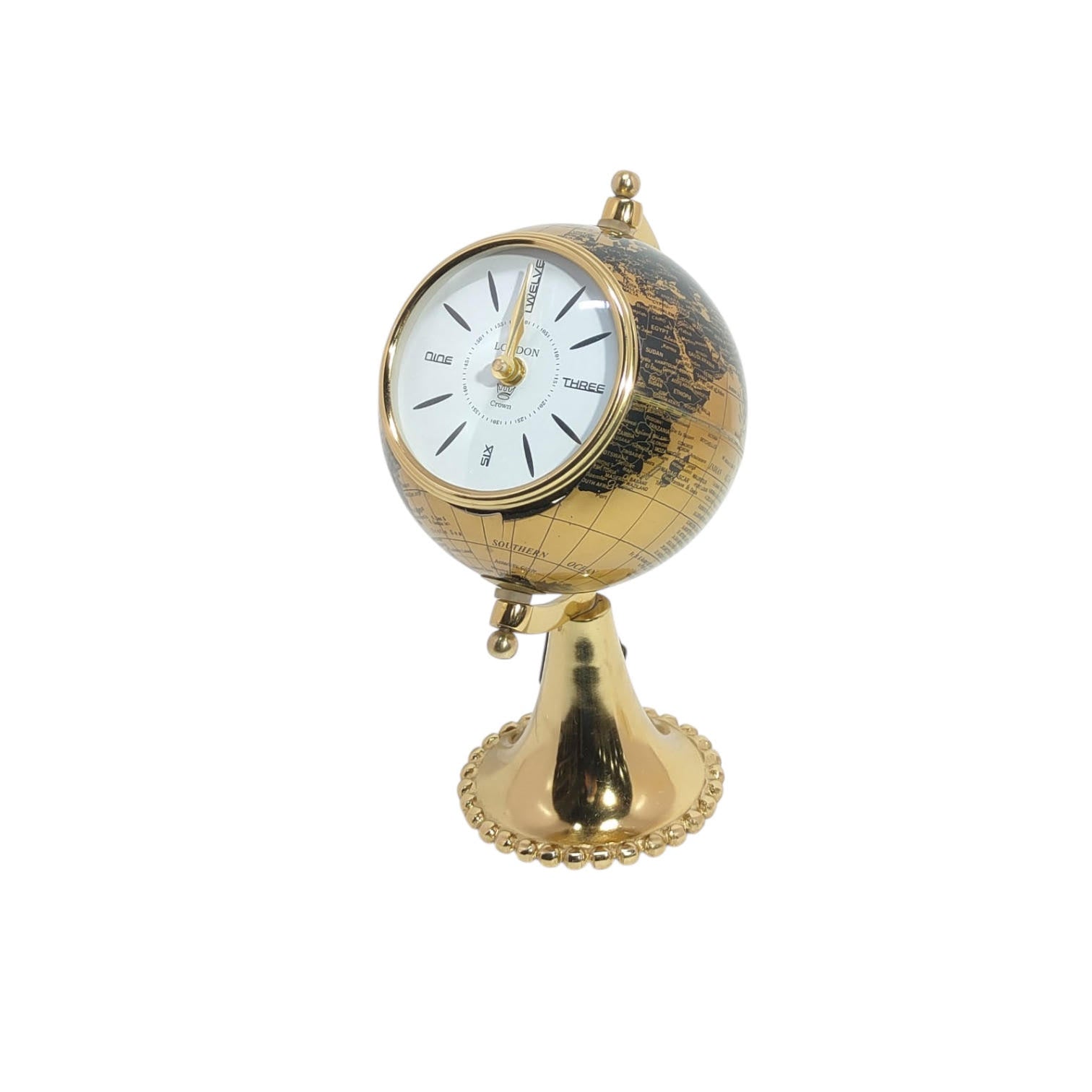 AcaciaHome Black Gold Globe Mantel Clock