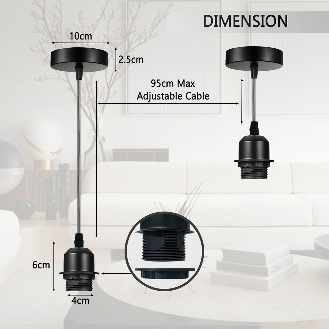 Industrial Rustic Red Pendant Light Fitting, Lampshade Addable E27 Lamp Holder UK