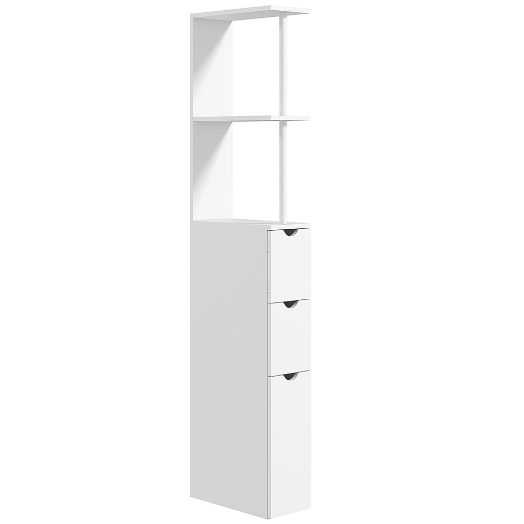 HOMCOM Tall Bathroom Cabinet, Bathroom Storage Cabinet W/ Shelf, Drawers White