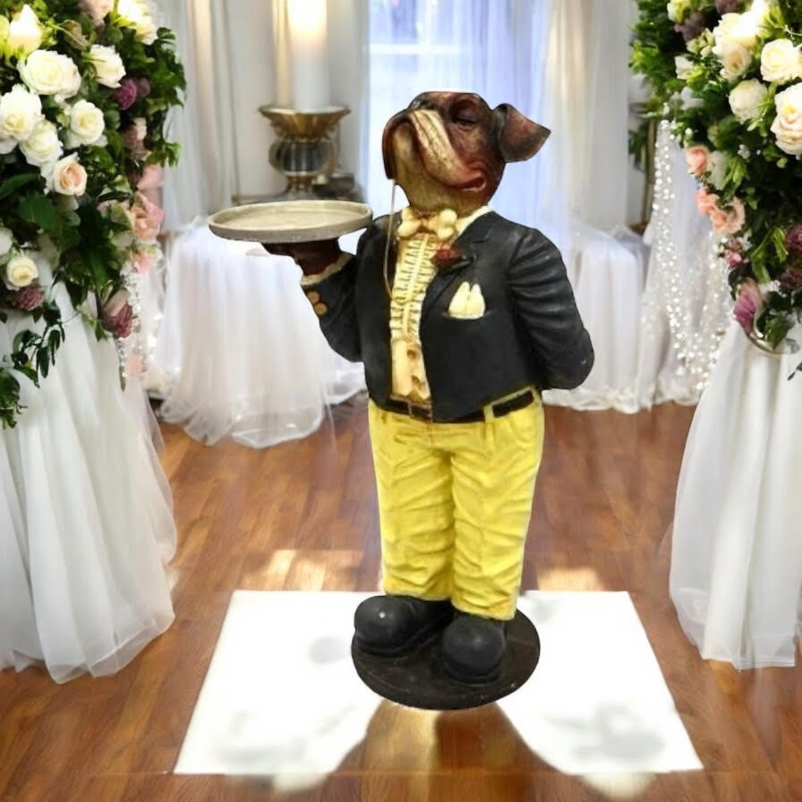 AcaciaHome Elegant Resin Bulldog Butler Statue