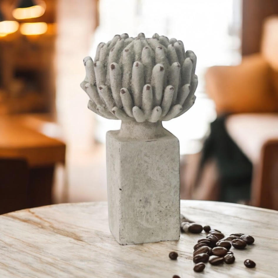 Flower on a Base Garden Ornament Resin Art Sculpture Figurine Stone Look 21cm