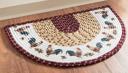 Rooster Half-Moon Braided Rug