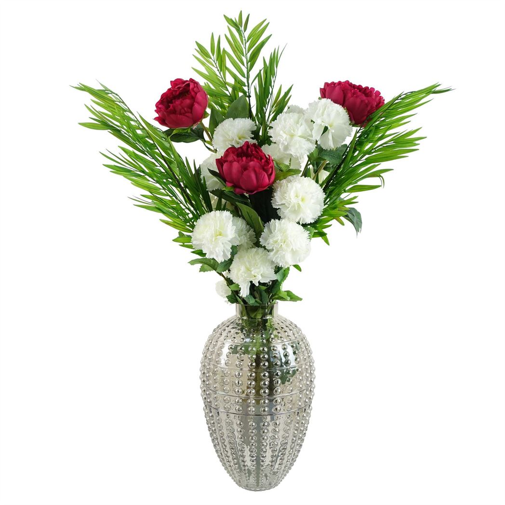 Pack of 6 x 70cm White Artificial Carnation Stem - 24 Flowers
