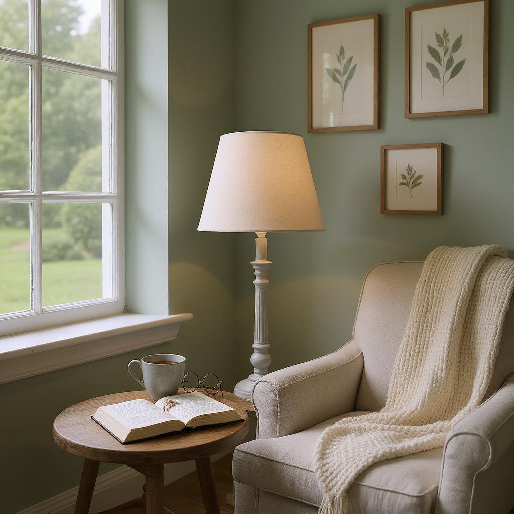 Modern Tall Wooden Washed Table Lamp (32cm Multicoloured with Shade)