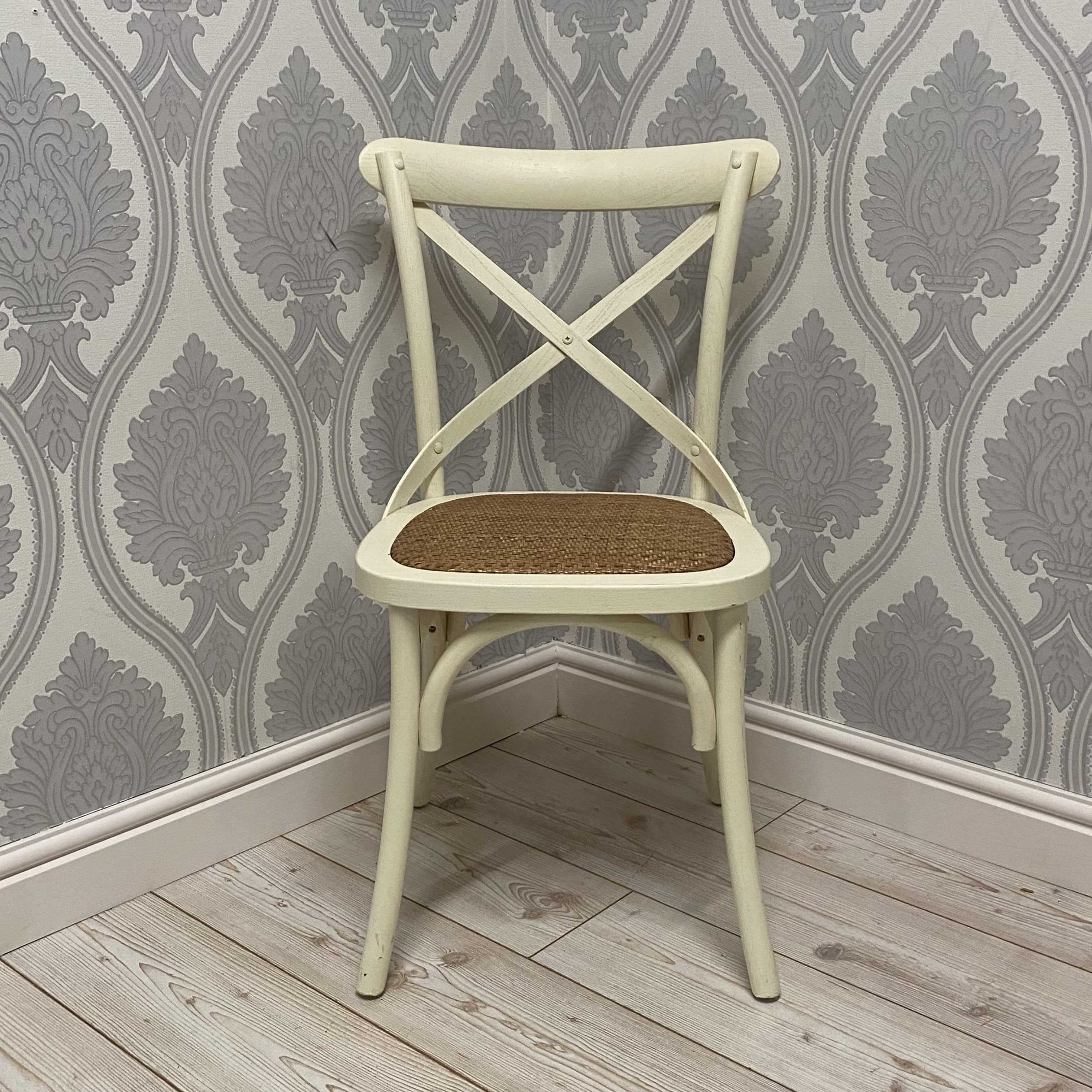 Hand Finished Cross Back Oak Wooden Cafe Chair (Cream)