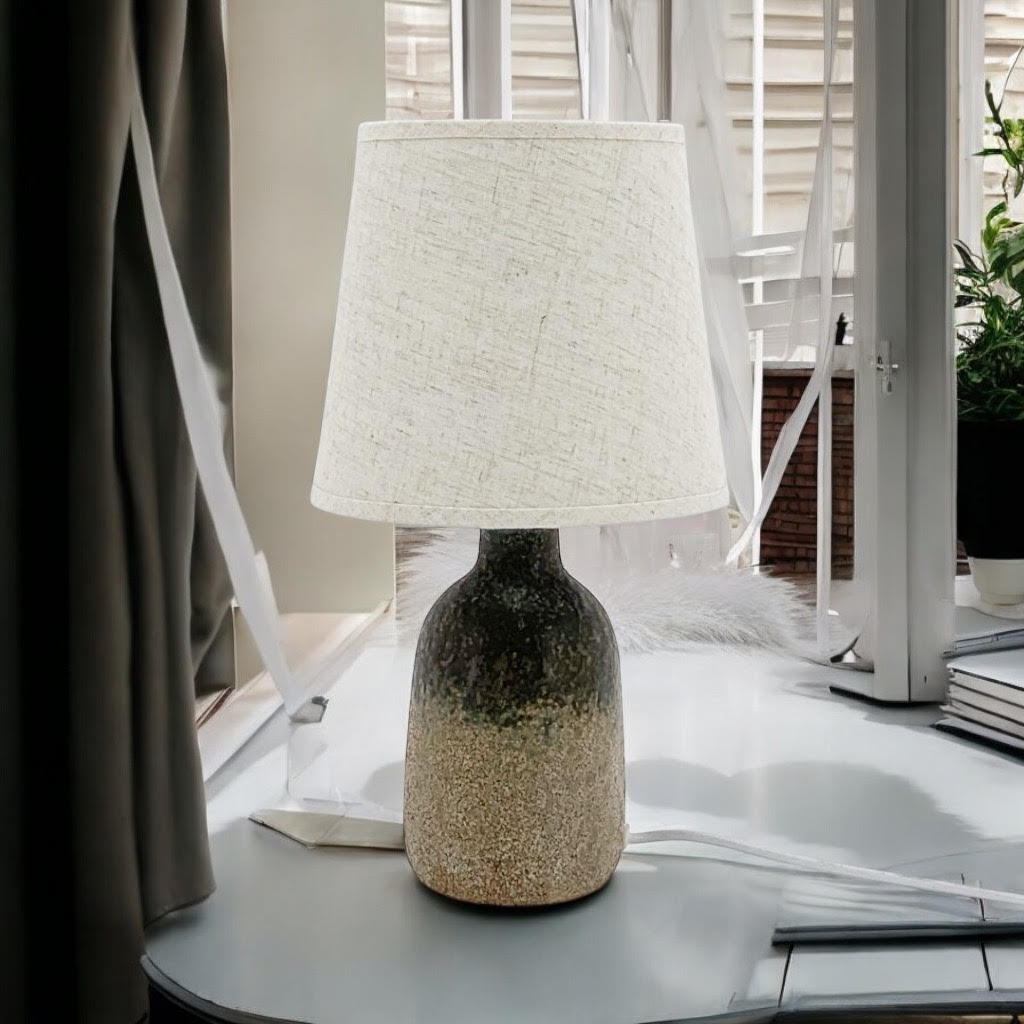AcaciaHome Cute Grey Two-Tone Ceramic Table Lamp with White Drum Shade (52CM)