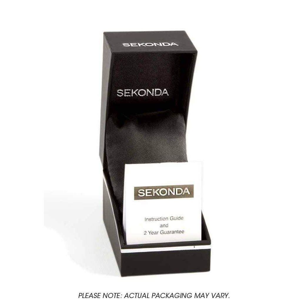 Sekonda Men's Basic White Dial Black Leather strap Watch 1342