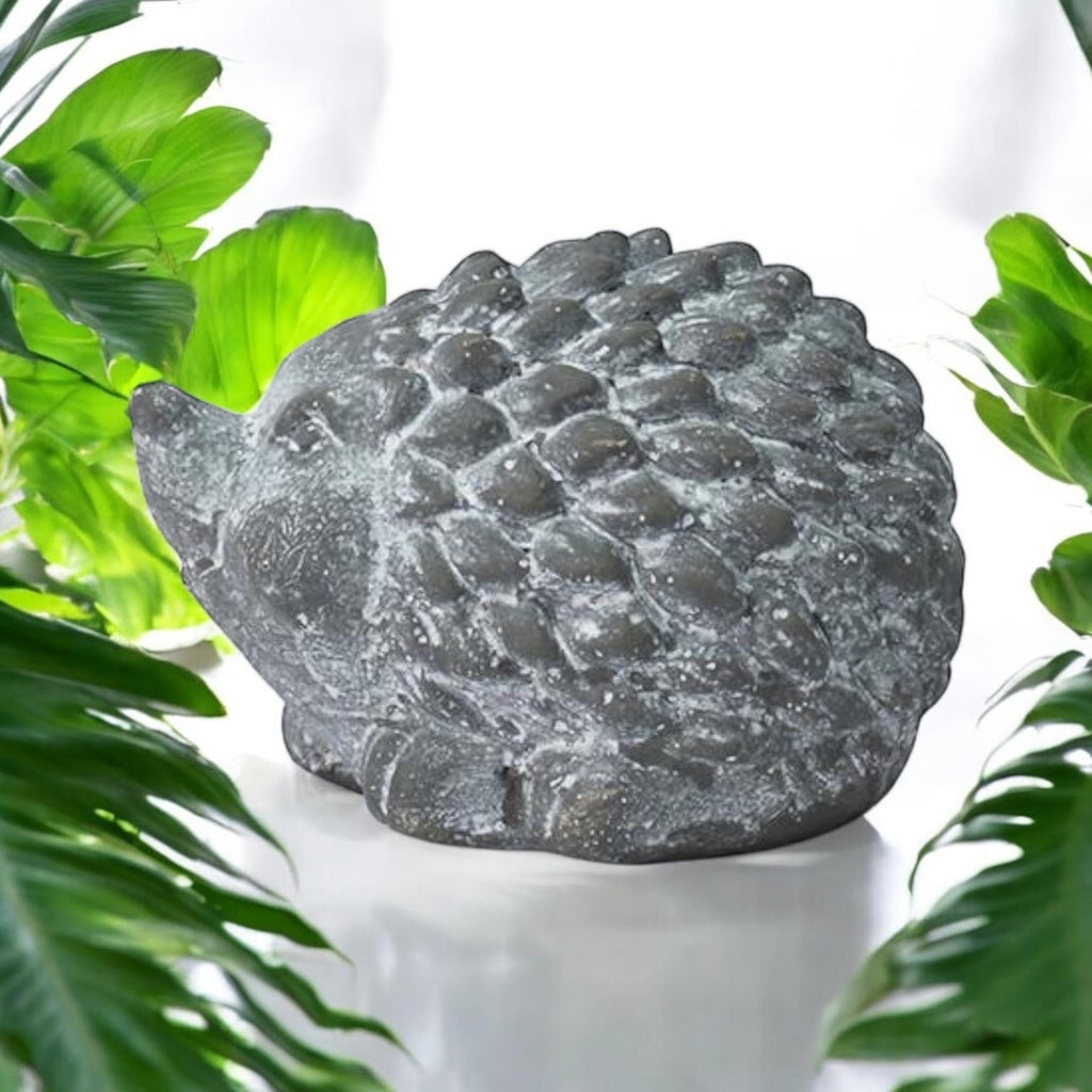 Durable Stone-Look Hedgehog Garden Sculpture (10cm Grey Hedgehog Statue)