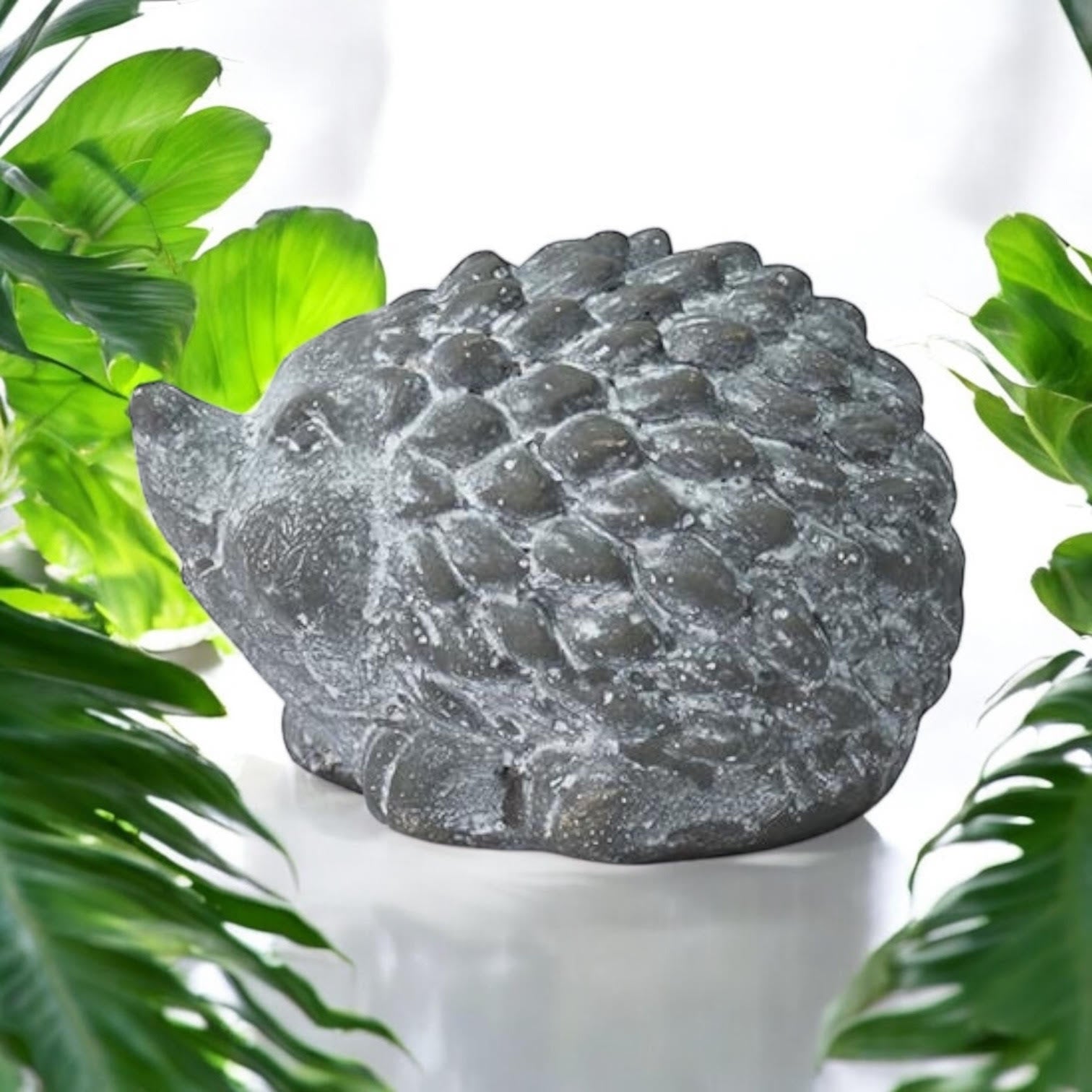 Durable Stone-Look Hedgehog Garden Sculpture (10cm Grey Hedgehog Statue)