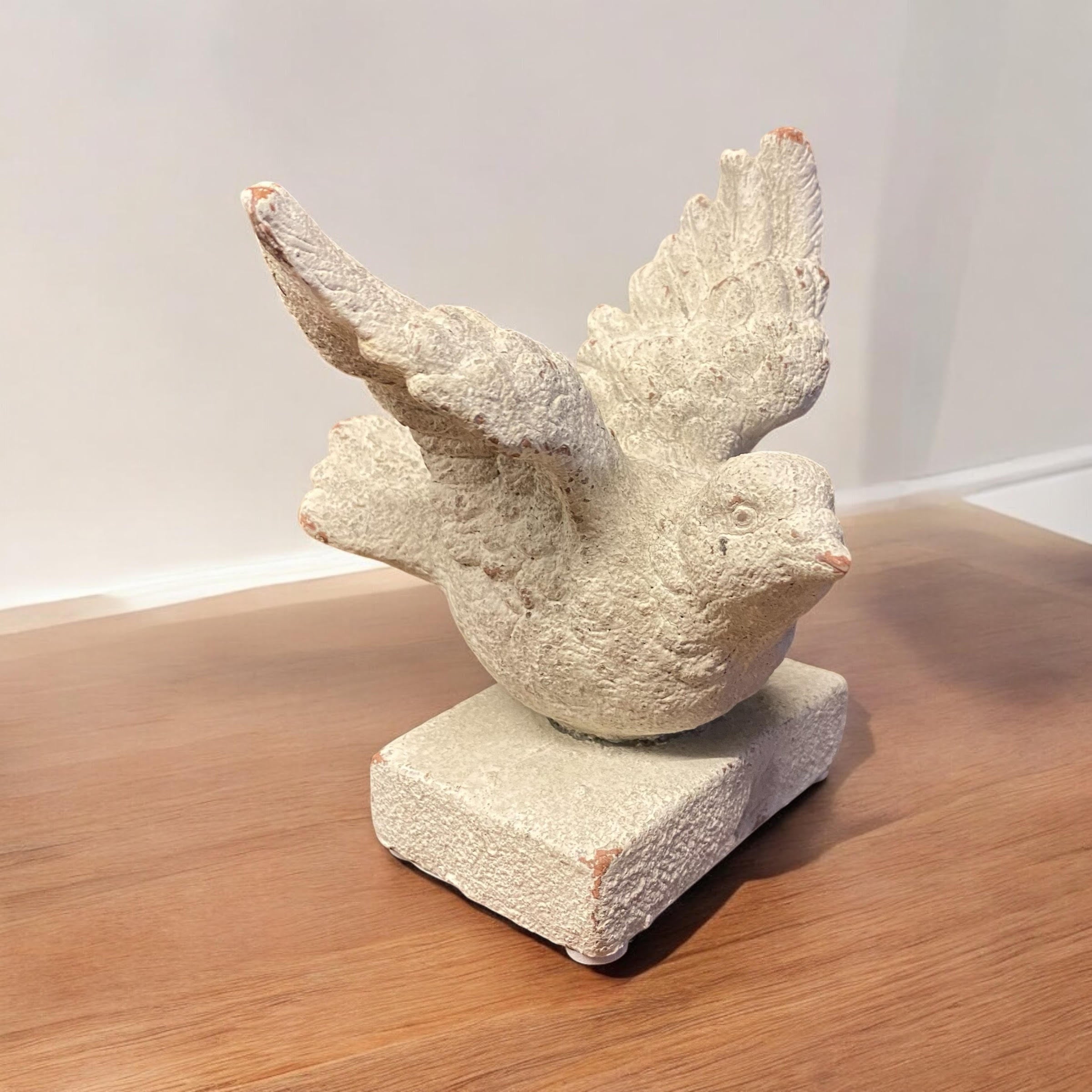 Bird on a Base Garden Ornament Resin Bird Sculpture Figurine Stone Look 13cm